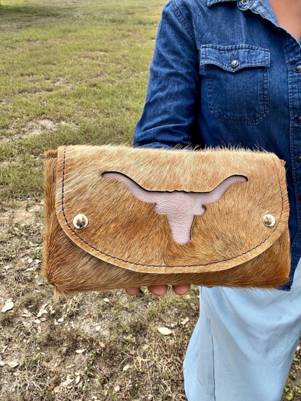 Cowhide Crossbody Clutch | Handmade Western Statement Bag